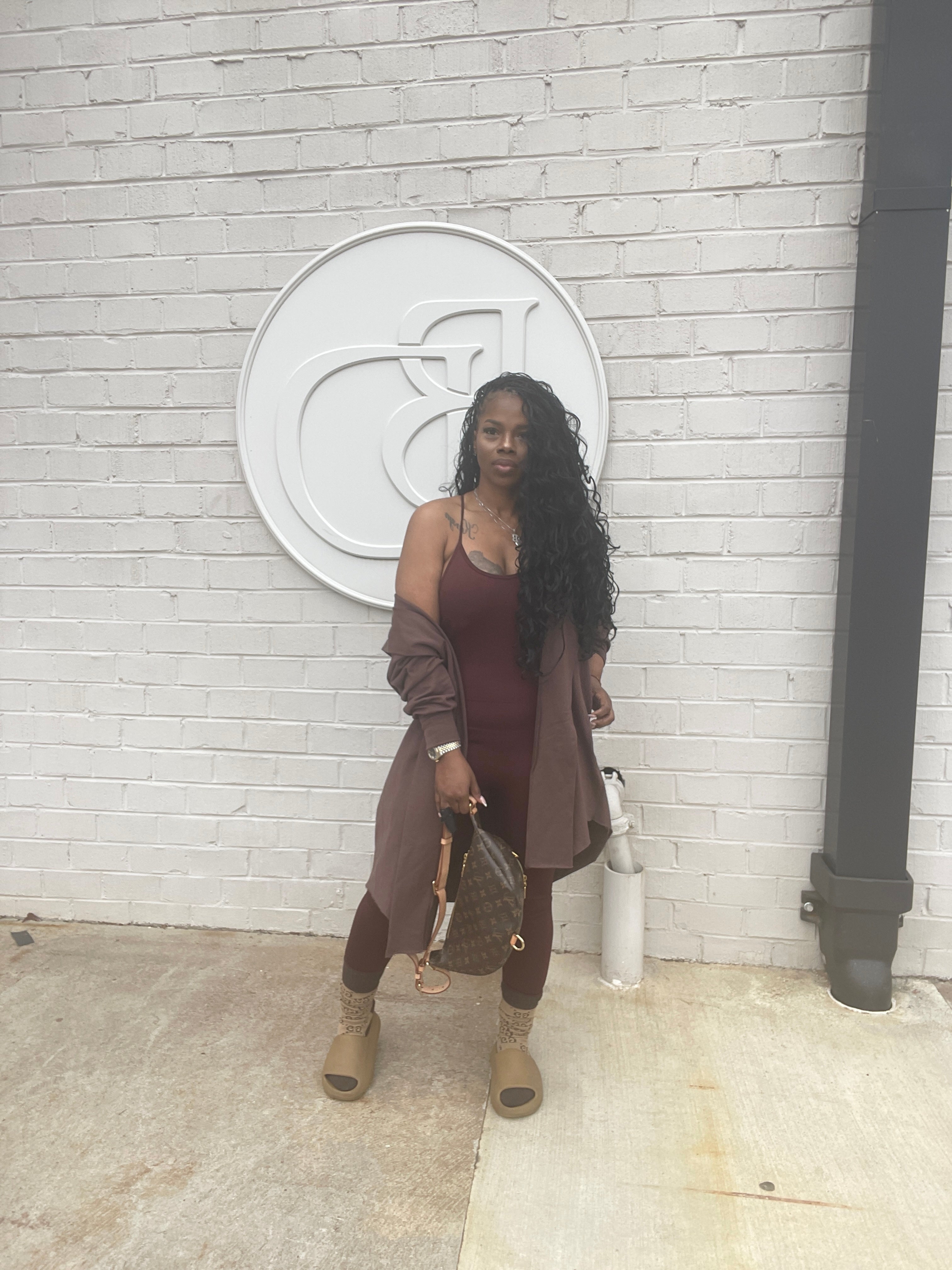 Slay Essentials Jumpsuit Set ( Chocolate)