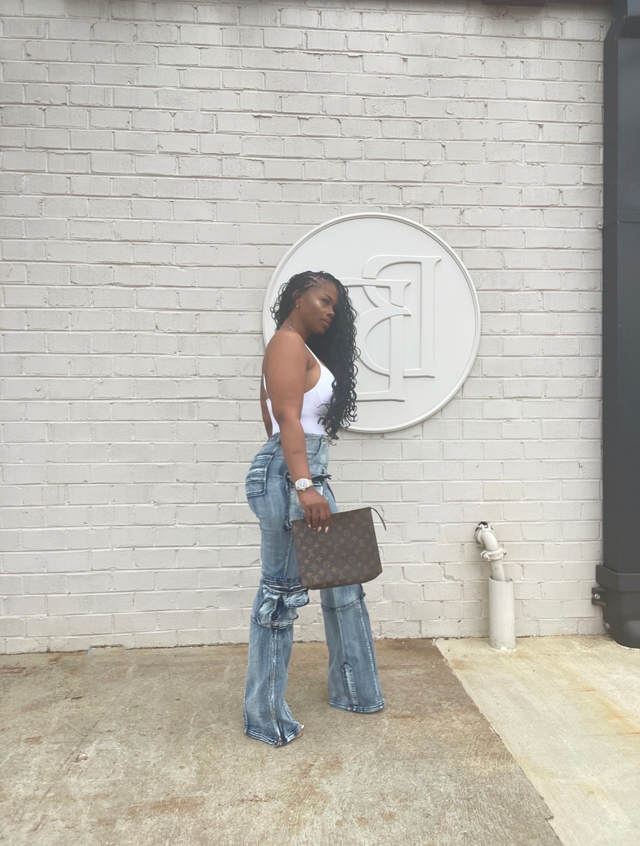 Denim Cargo with Zipper Hem