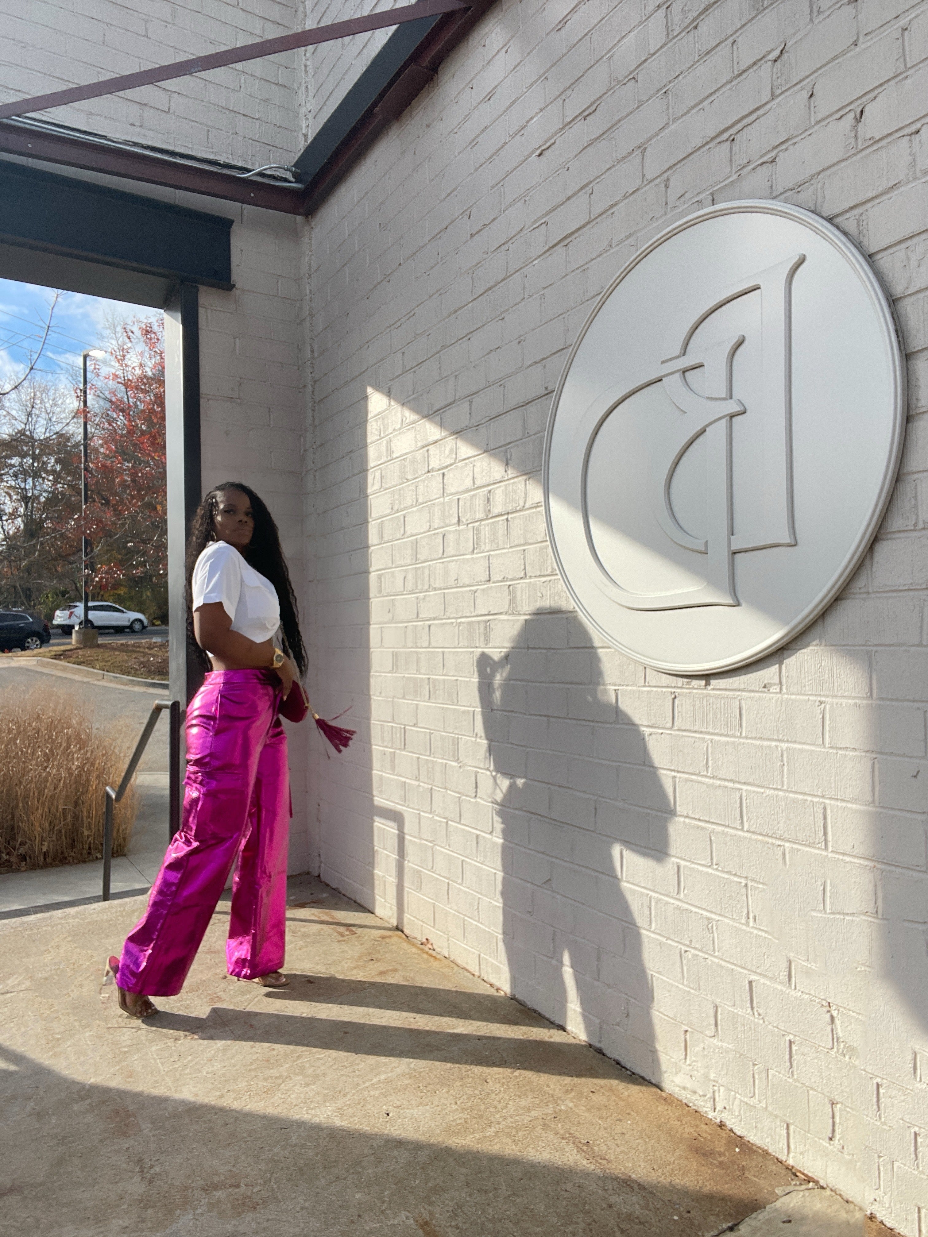 Metallic Leather Cargo Pants