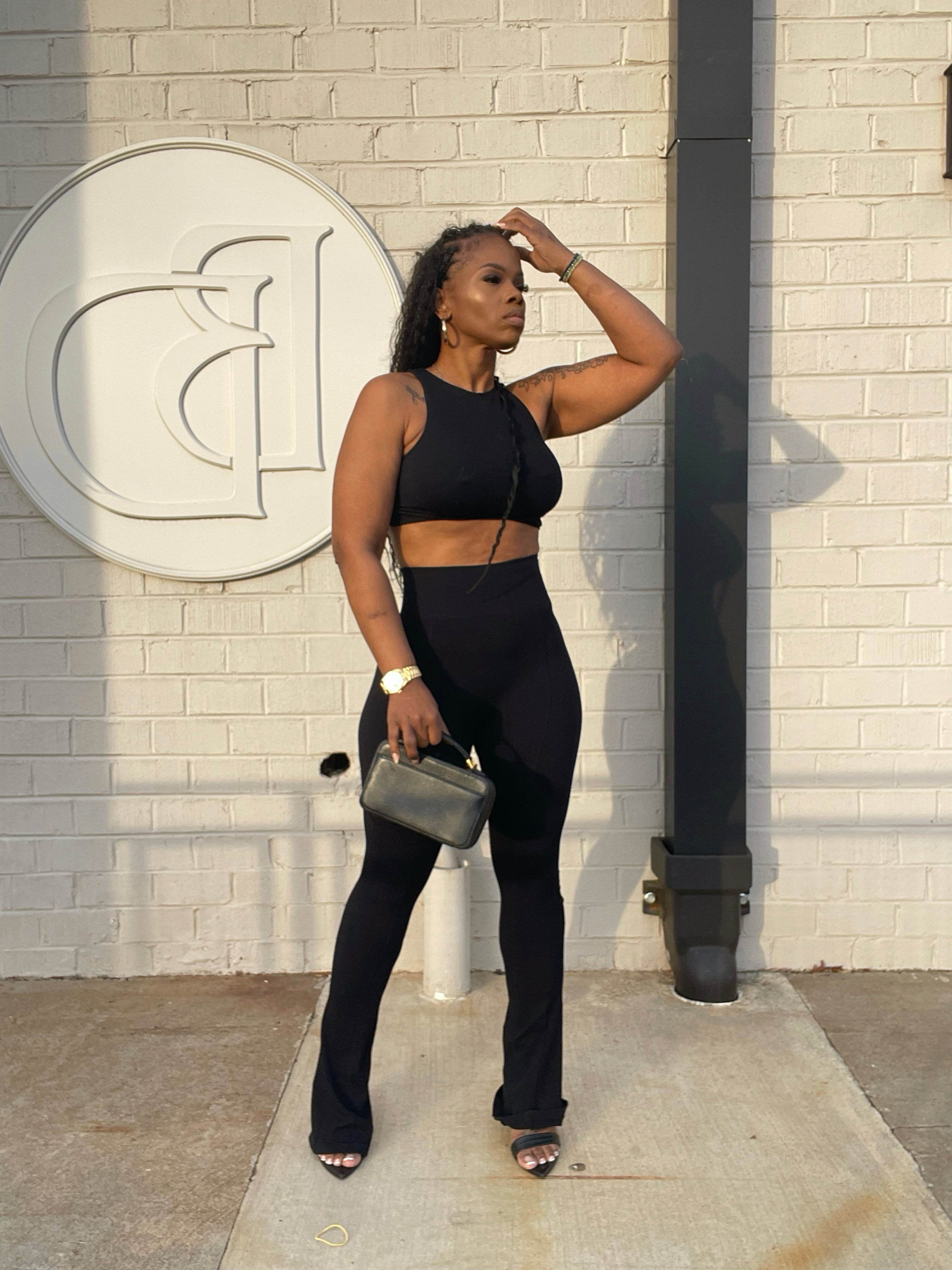 Curve Hem Bell Bottom Casual Set