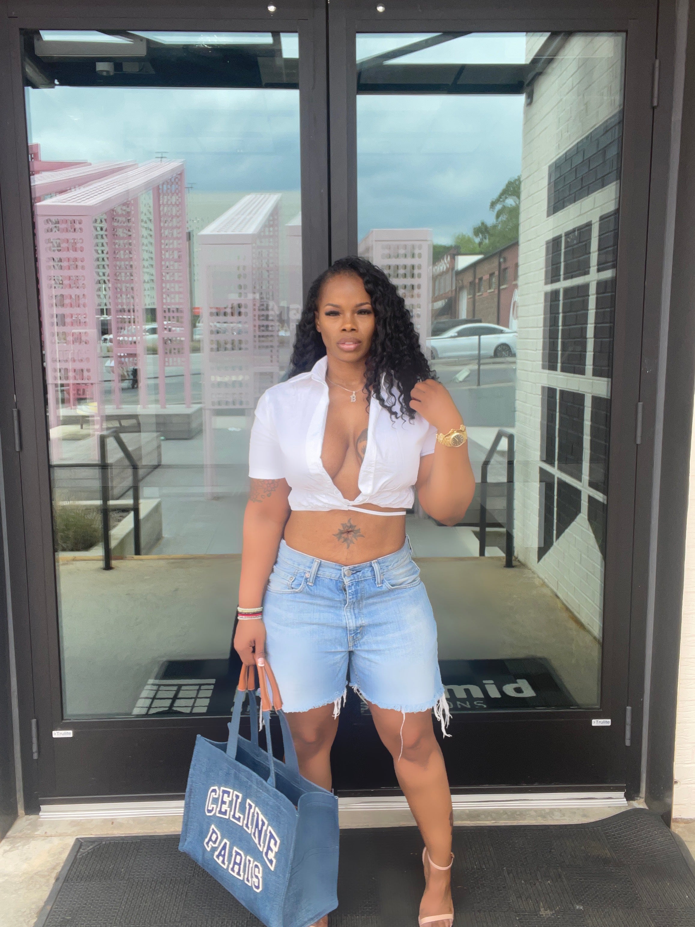 Cropped deep plunge Top