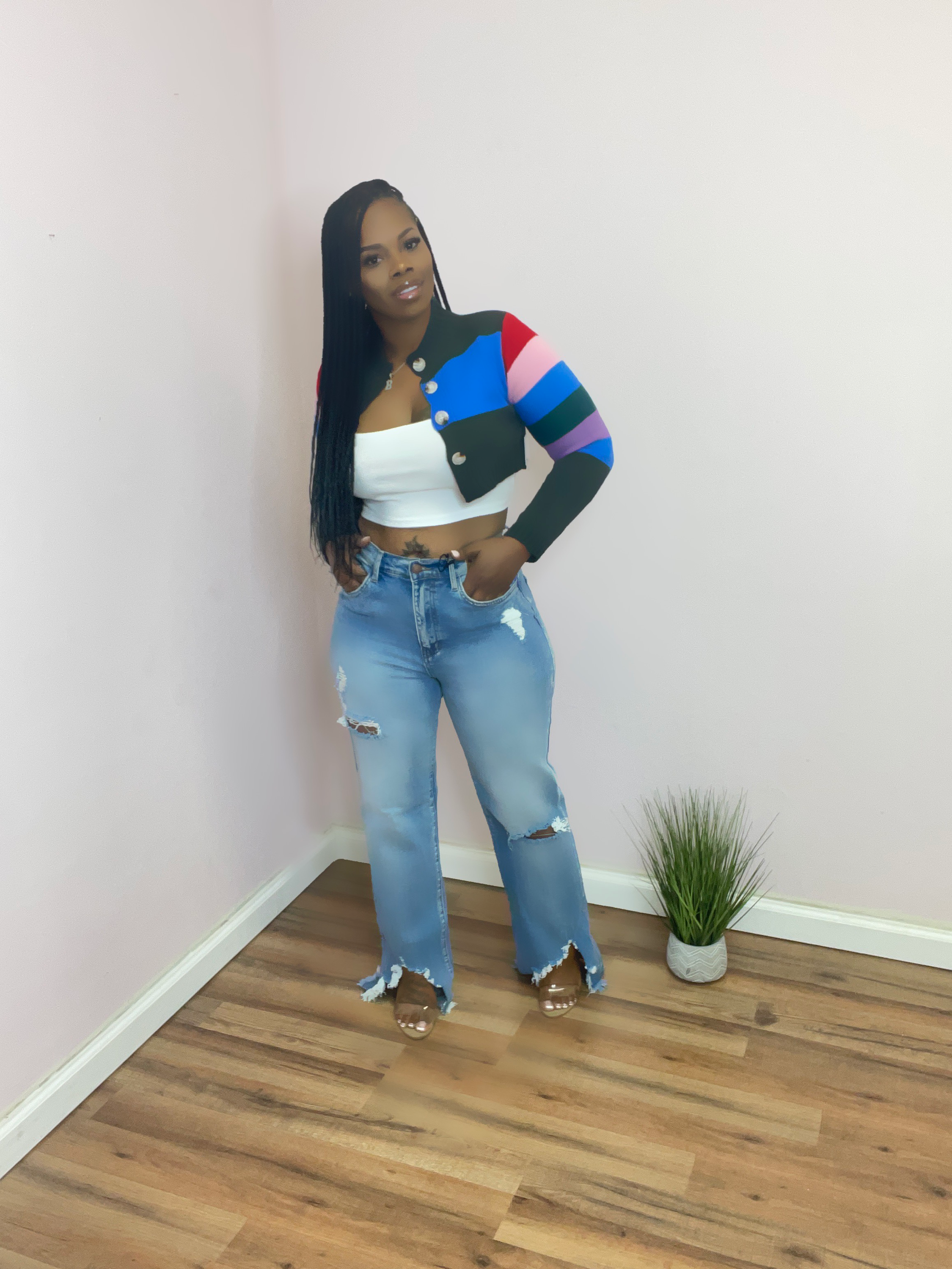 Color block Cropped sweater