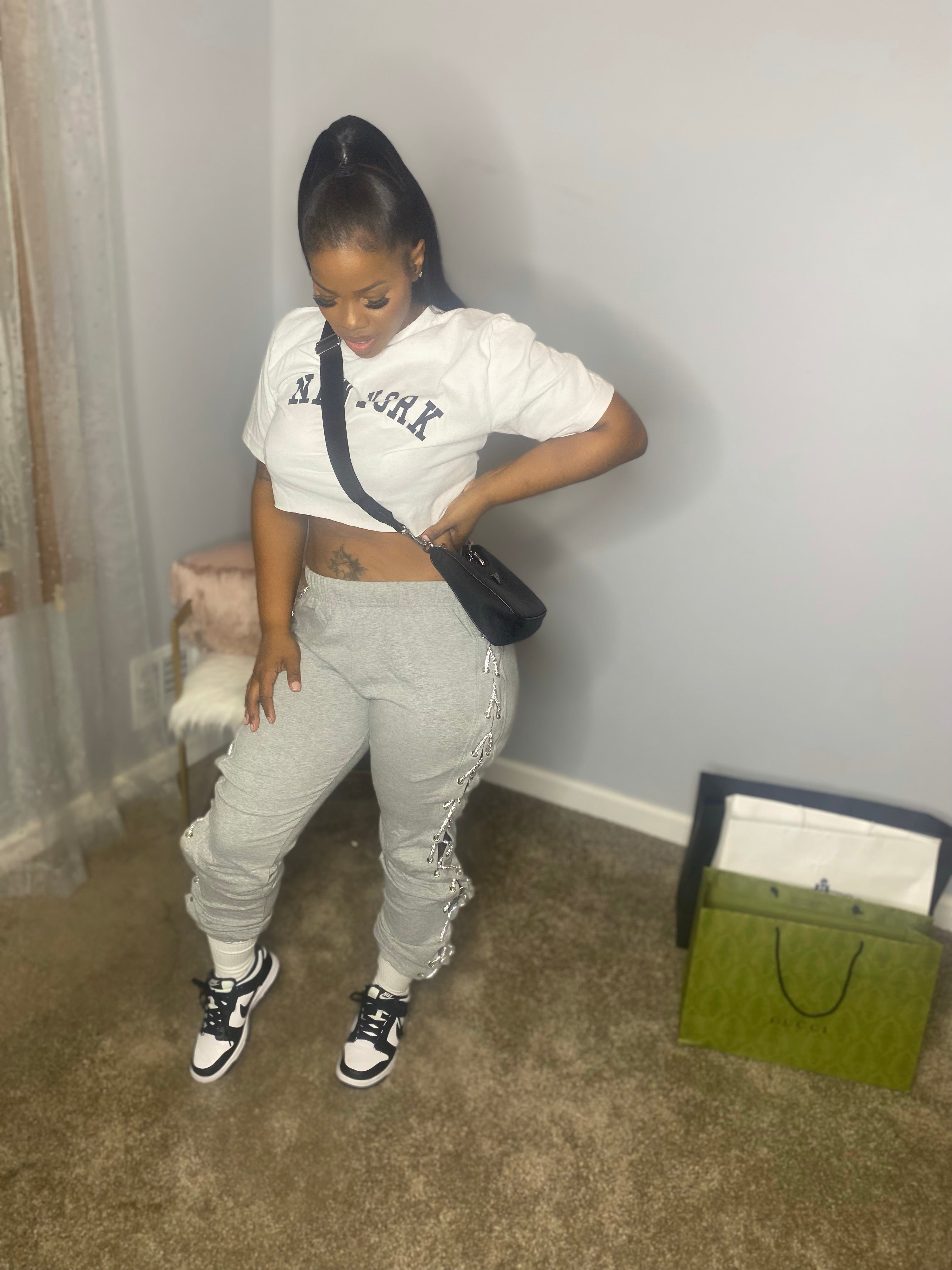 Lace up Bling Joggers