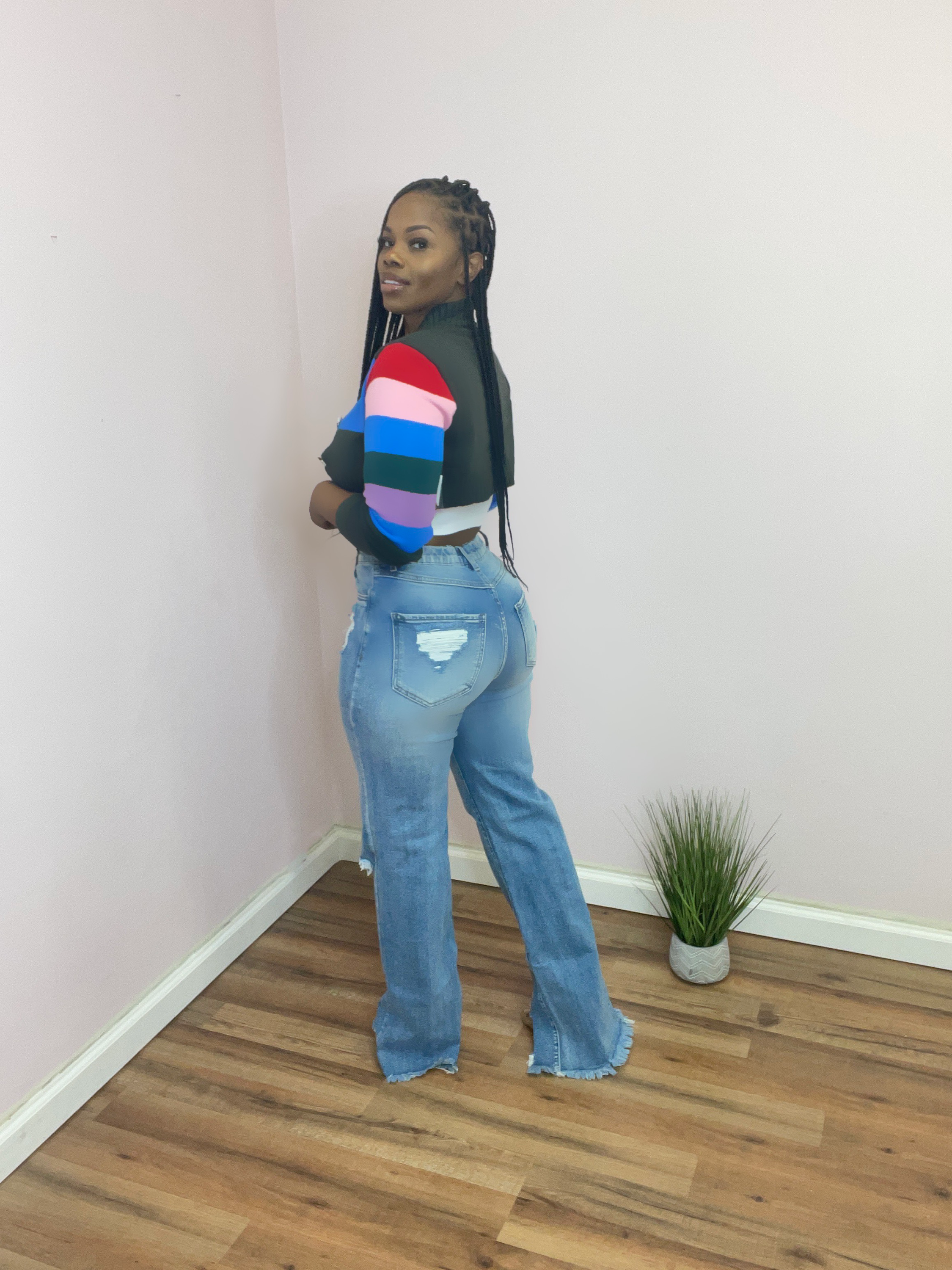 Color block Cropped sweater