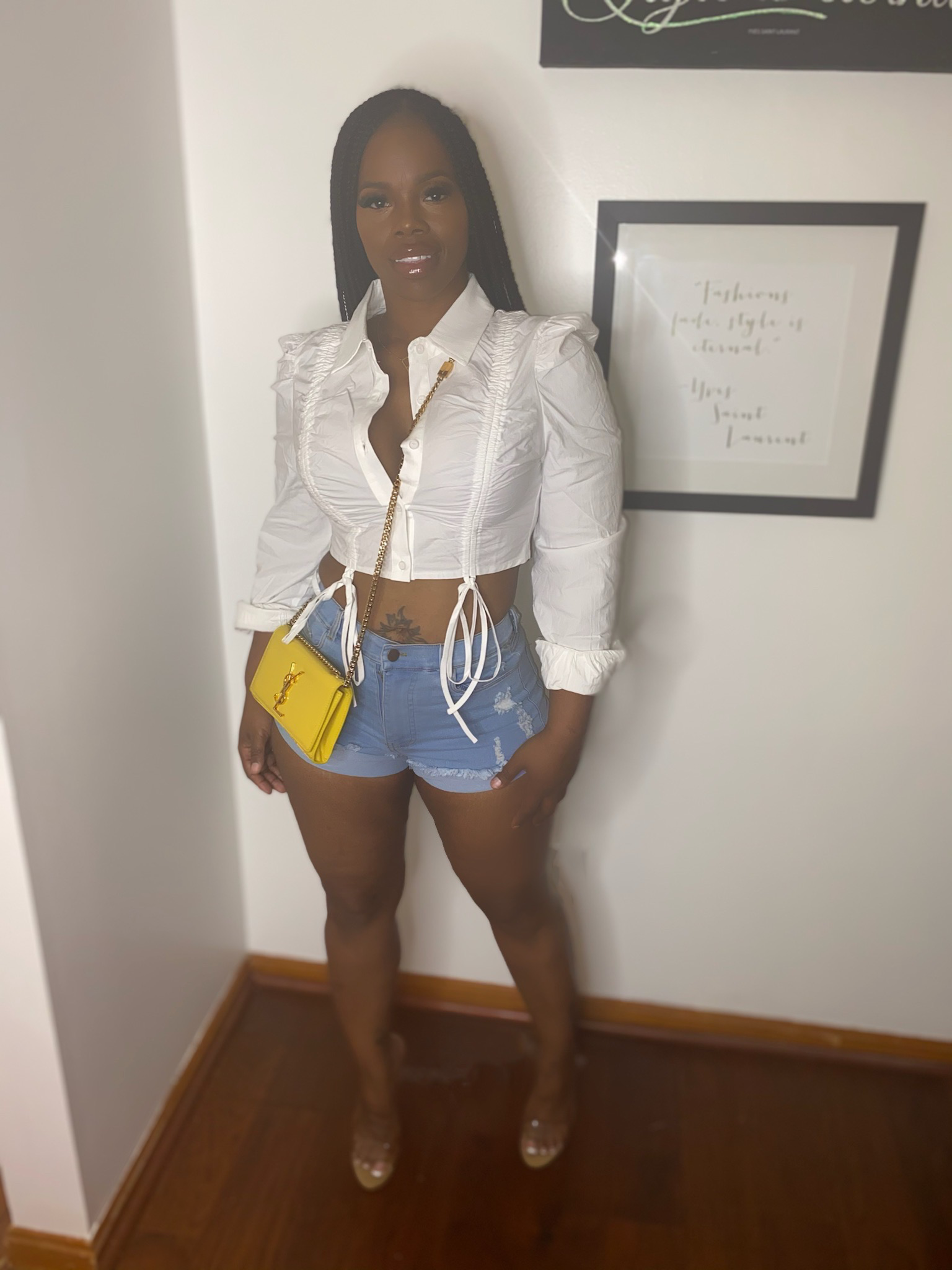 Tied White Half Button Down