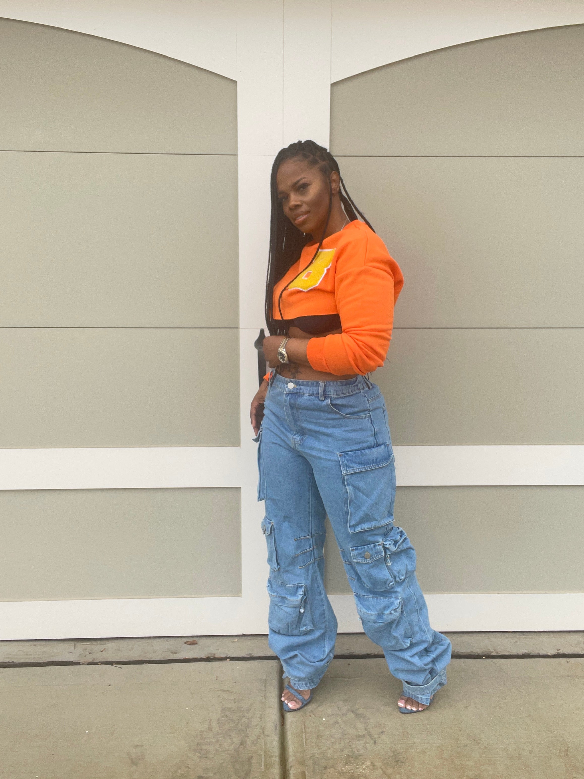 Medium Wash Oversized Cargo Pants