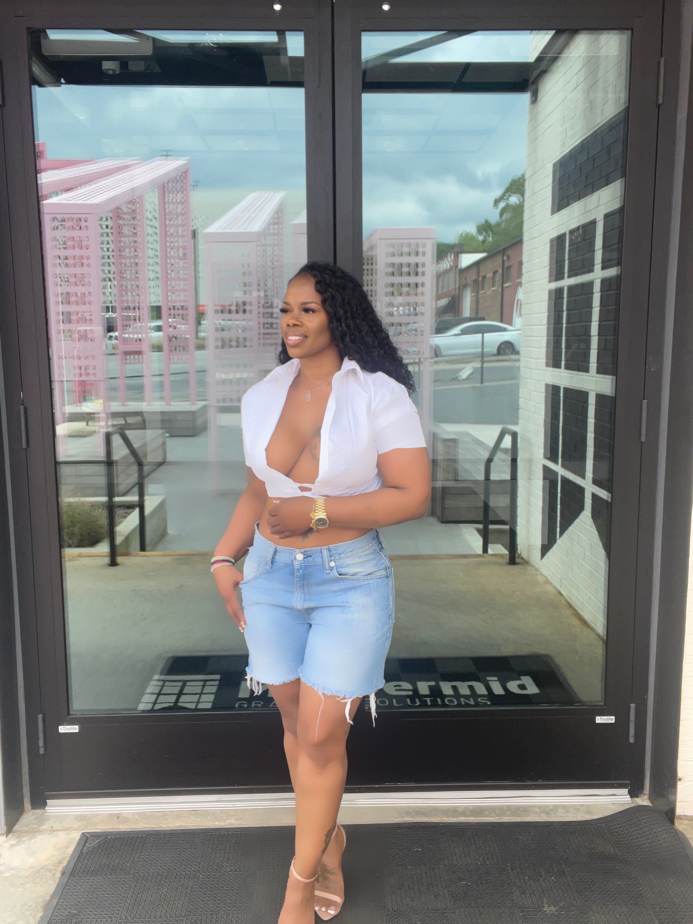 Cropped deep plunge Top