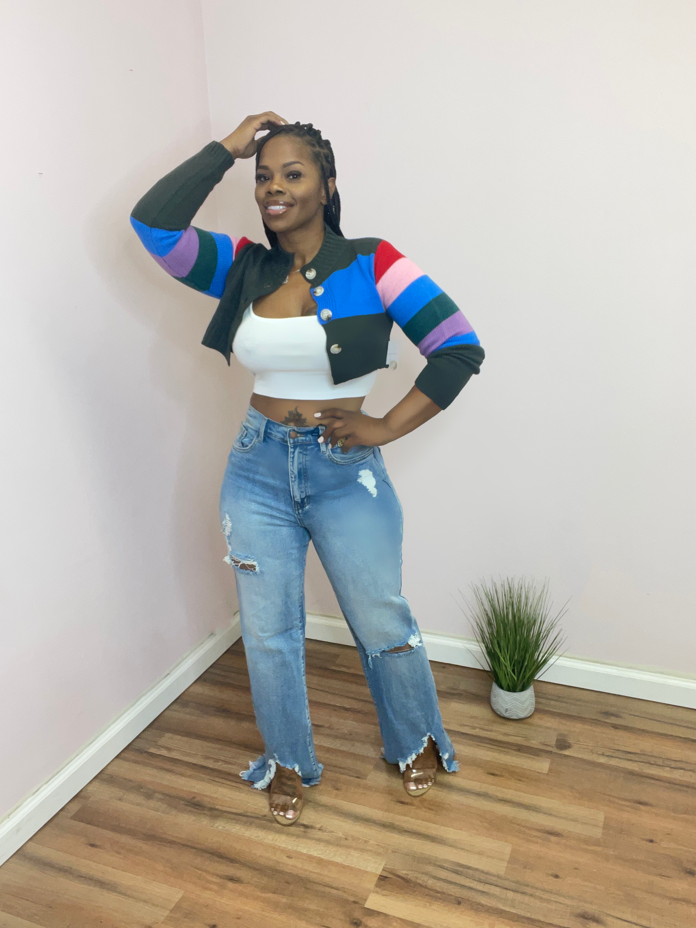 Color block Cropped sweater