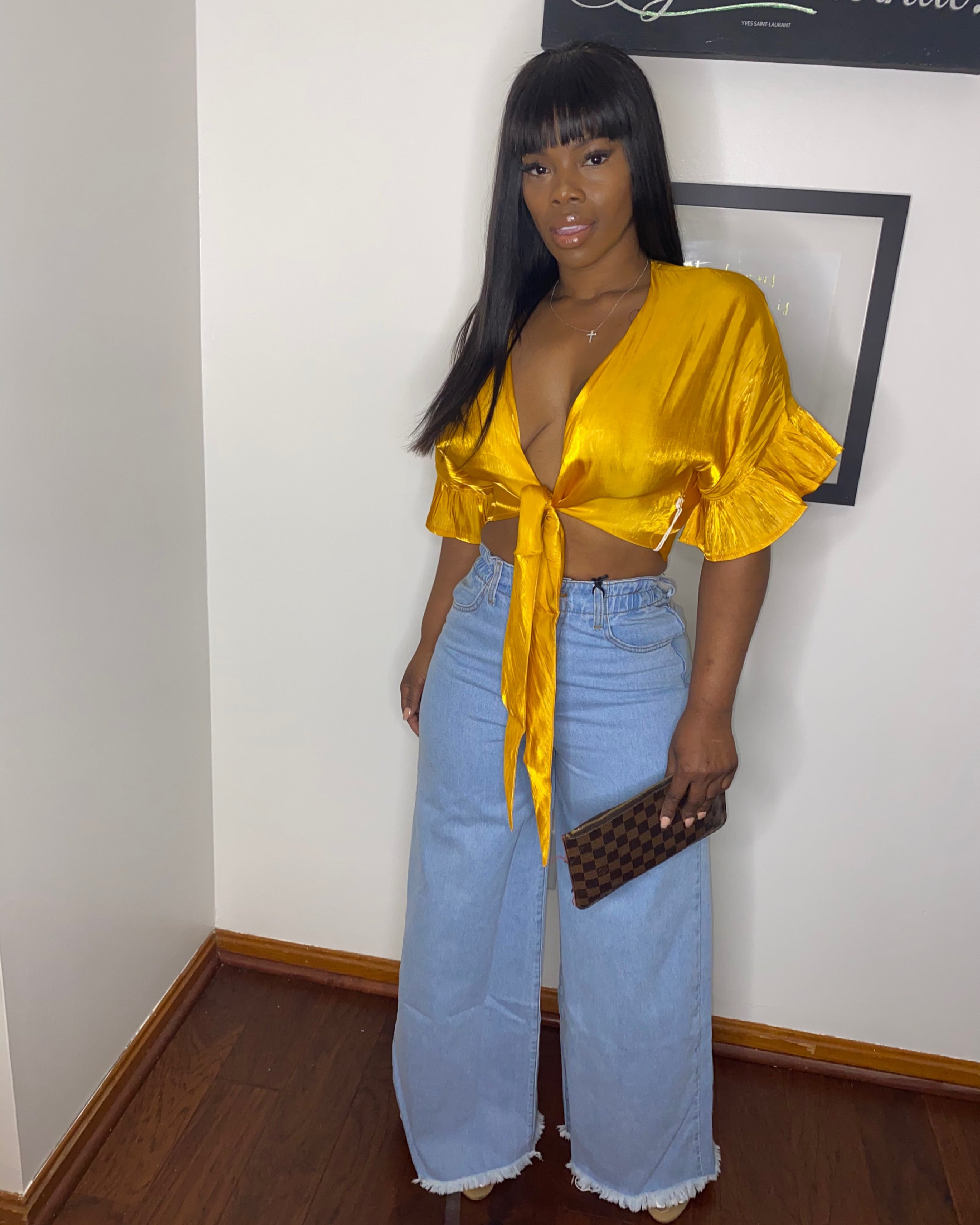 Ruffled Tie Front Blouse