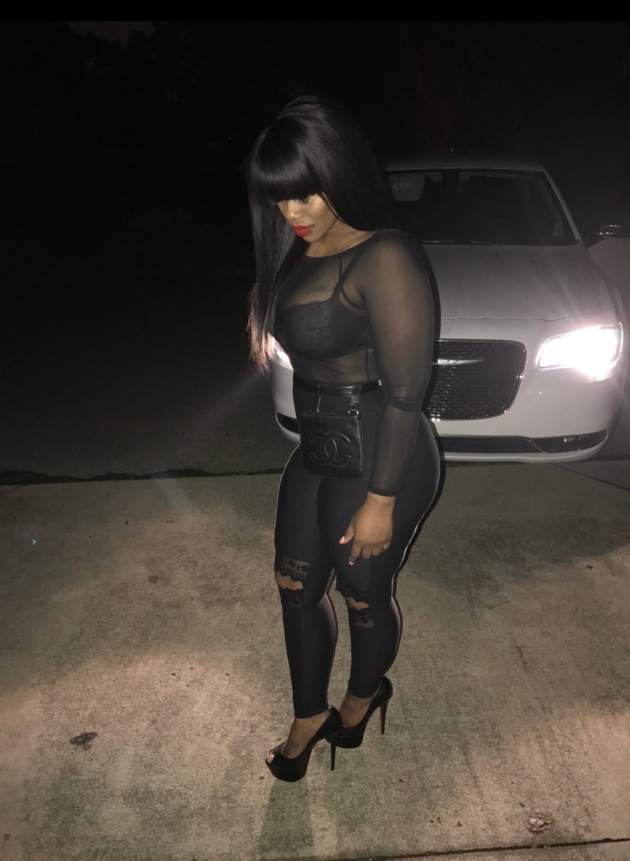 Suede slit knee leggings