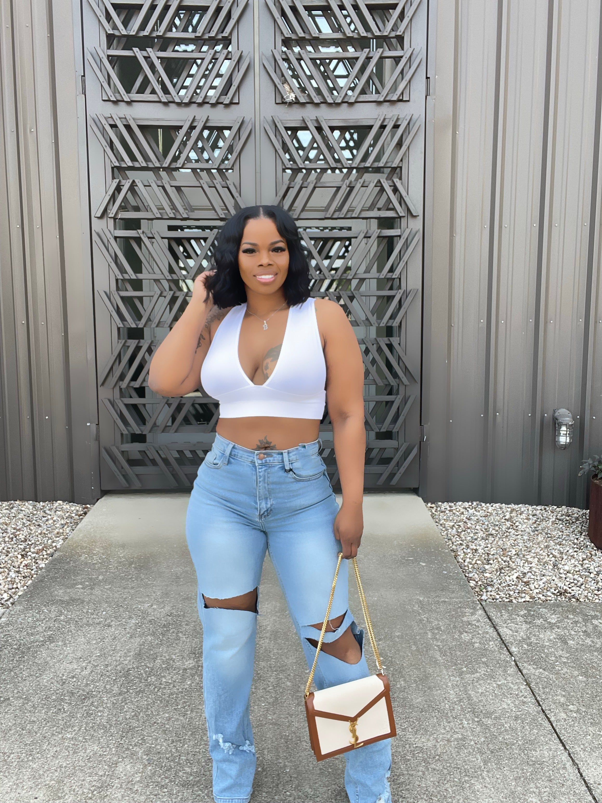 VNeck Sleeveless Crop Top