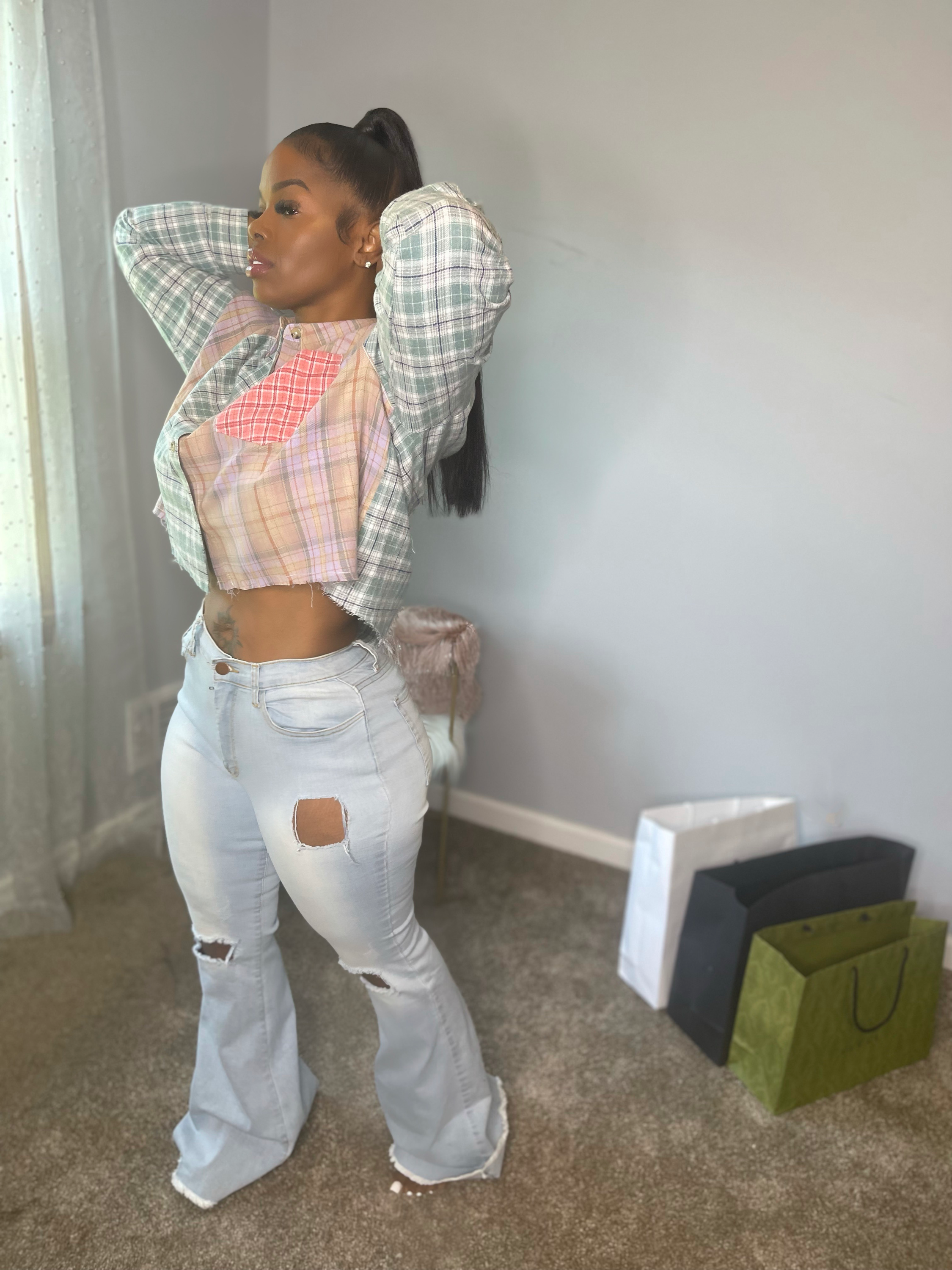 Girly Multi-Plaid Crop