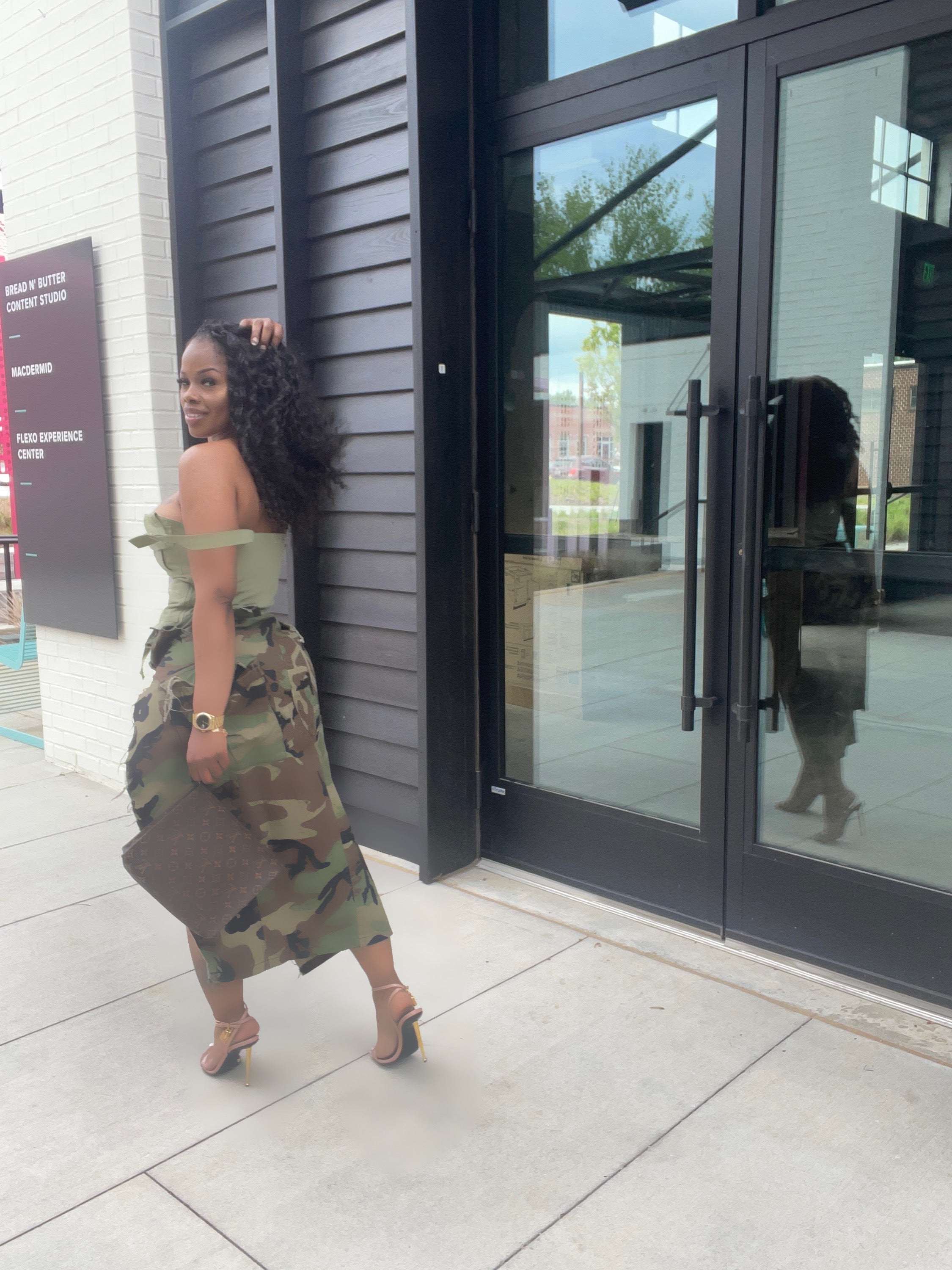 Slit Camo Maxi Skirt