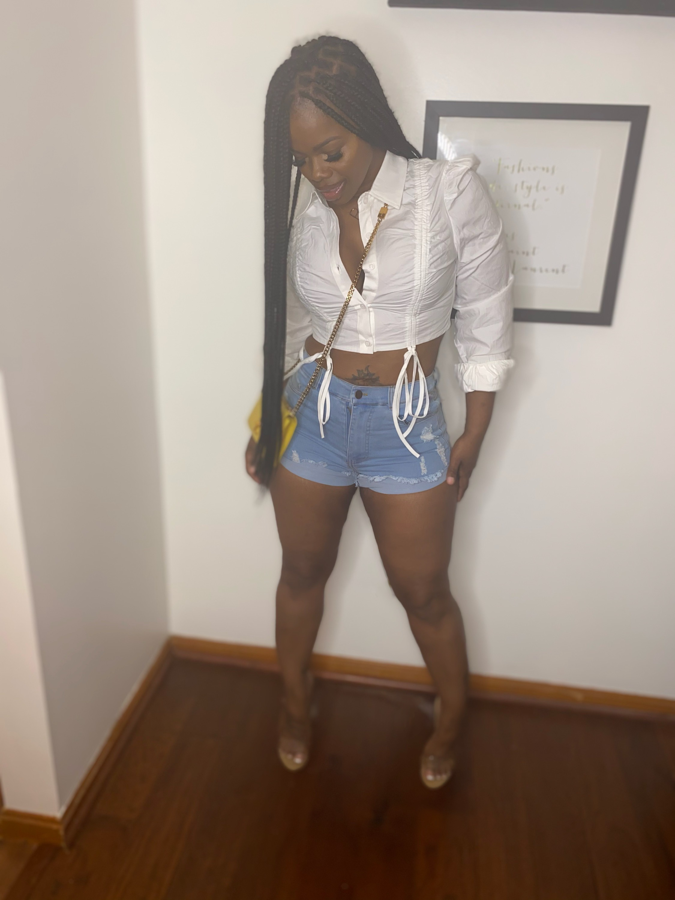 Tied White Half Button Down