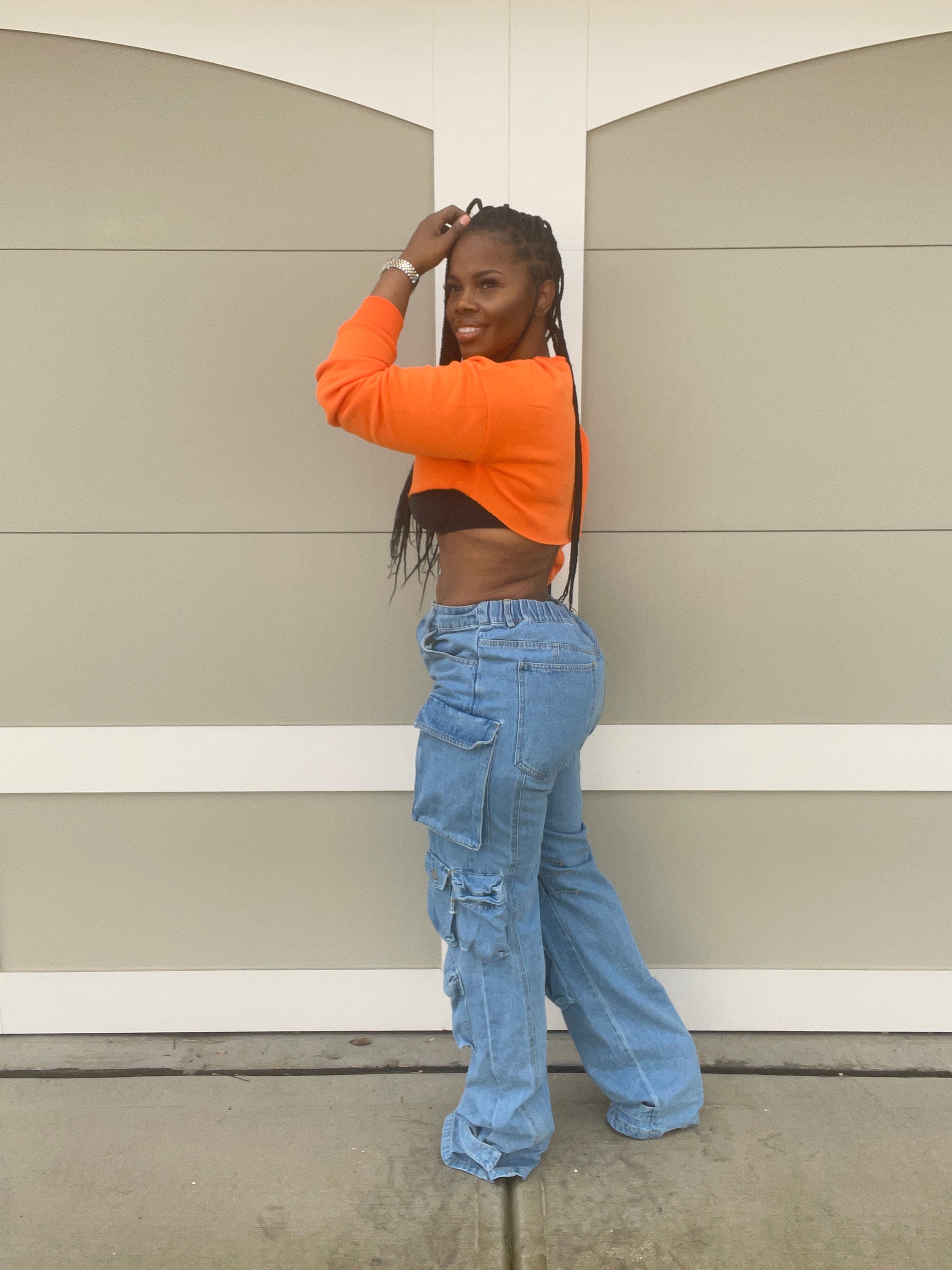 Medium Wash Oversized Cargo Pants