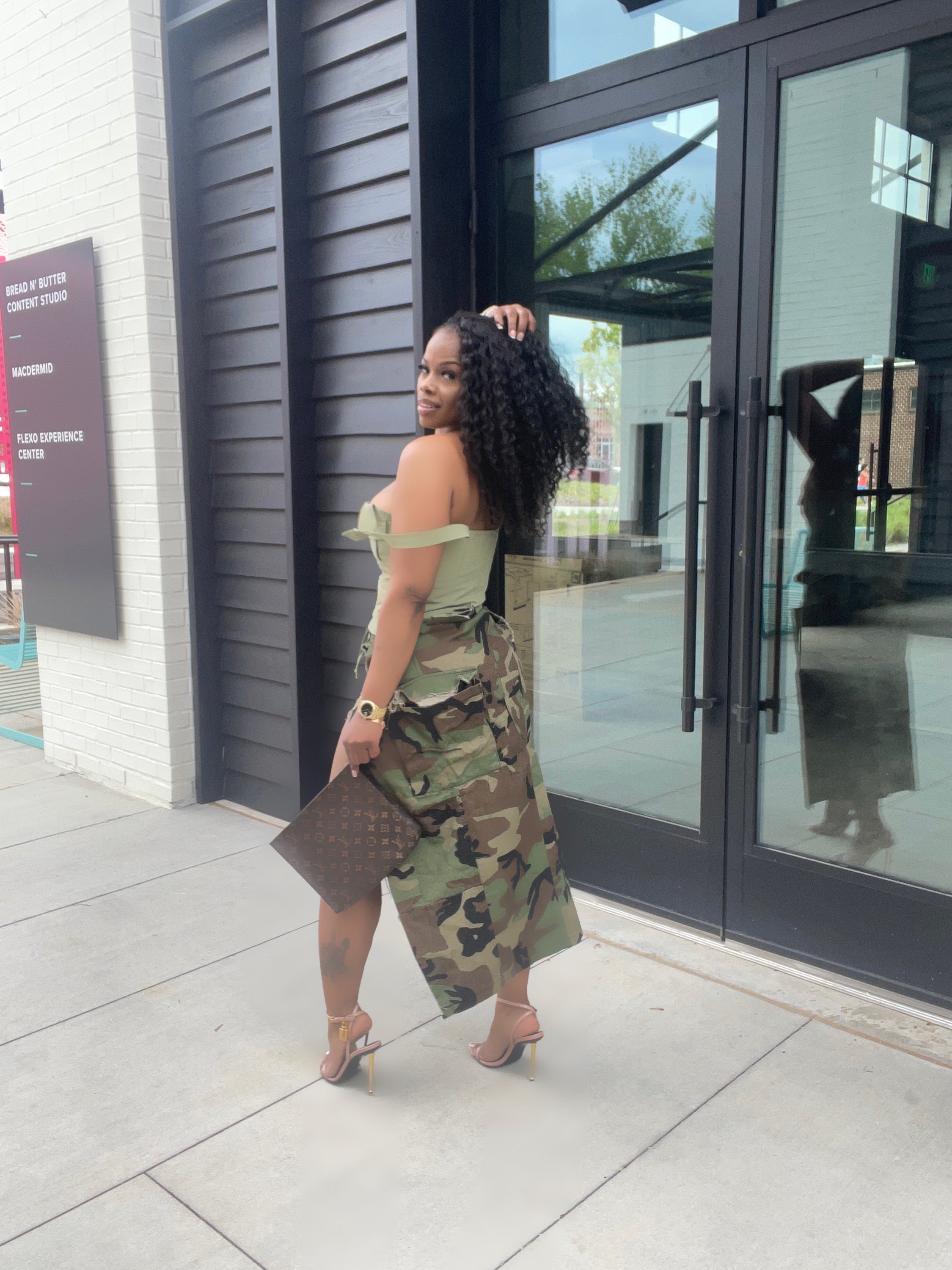 Slit Camo Maxi Skirt